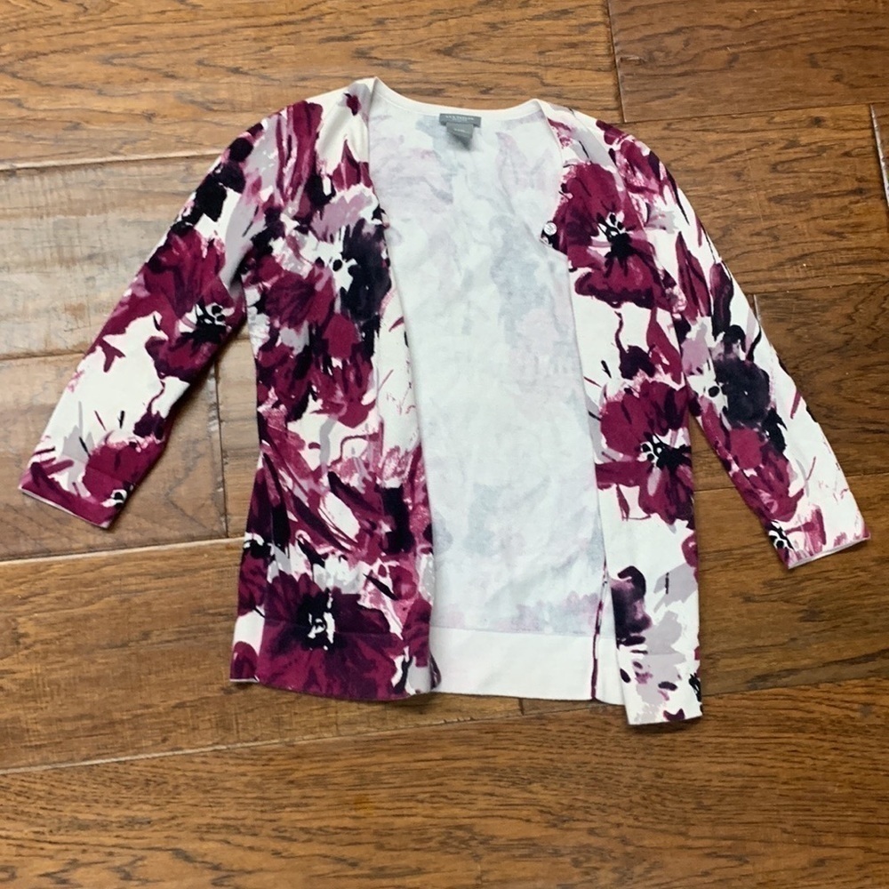 Ann Taylor petites womens floral cardigan